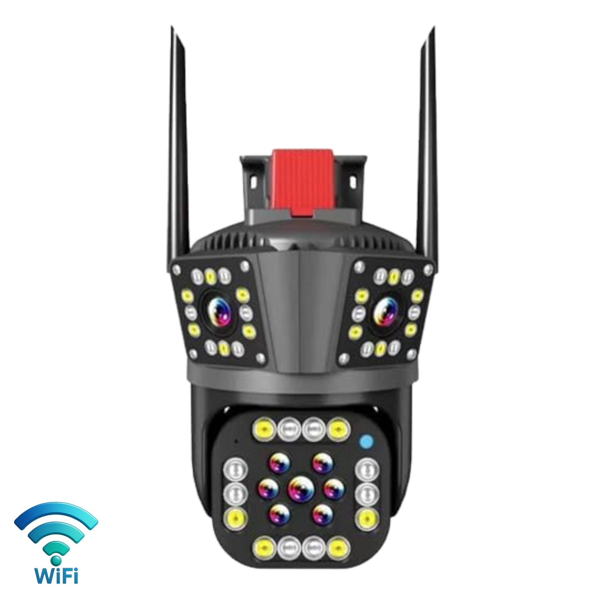 Camera Supraveghere Tripla, WiFi, 6K 12MP, Zoom Digital 8X, AI Detectie Miscare, Vedere Nocturna Color, Rotatie 355°/90°, Alarma Miscare, Rezistenta IP66