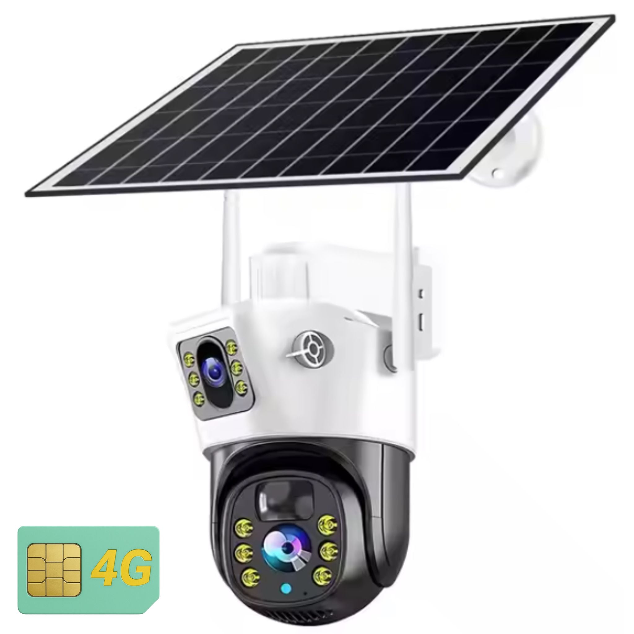 Camera de Supraveghere Duala 4G, Panou Solar 7,5W, Rezolutie Ultra HD 6MP 4K, Detectie Umana, Vedere Panoramica si Nocturna