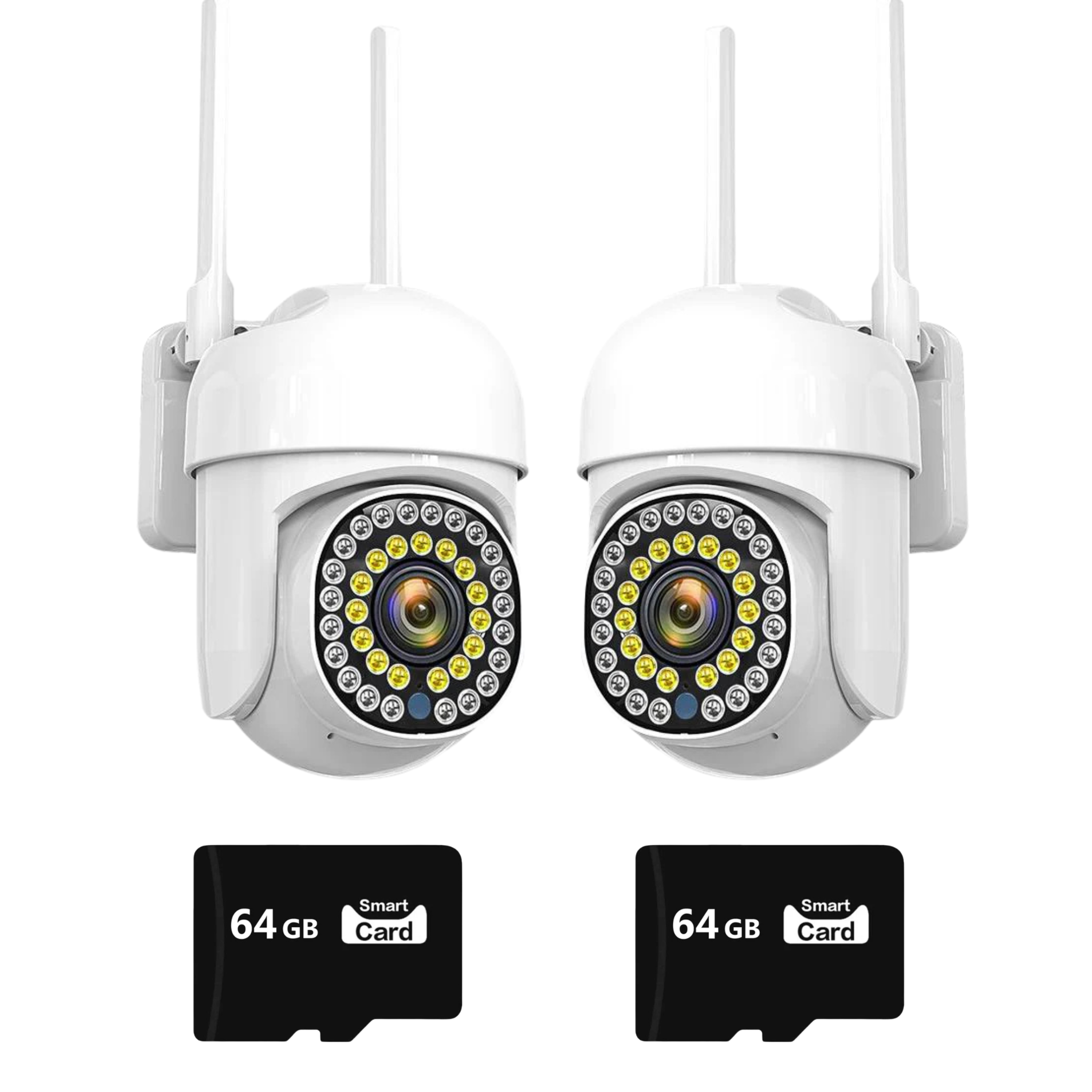 Set 2x Camera de Supraveghere Smart WiFi Rotativa, Rezolutie 1080P, Performanta Avansata, Viziune Nocturna 30M, Control Complet Plus 2x Card de Memorie 64GB