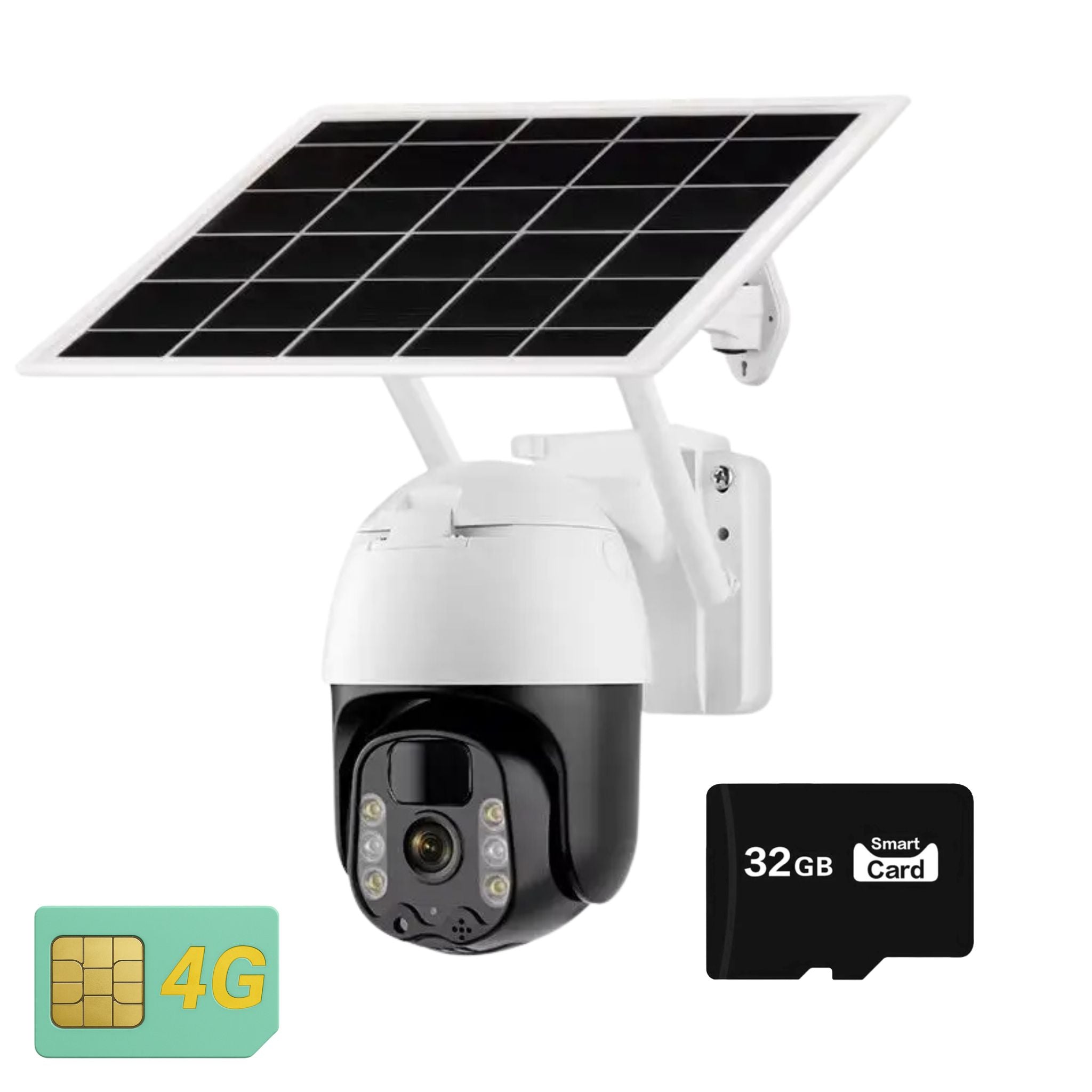 Camera De Supraveghere Solara 4G Cartela SIM, Full HD1080p, 3 MP, Zoom 10X, Panou Solar 9W, IP 66, Vizualizare 350° Plus Card Memorie 32GB