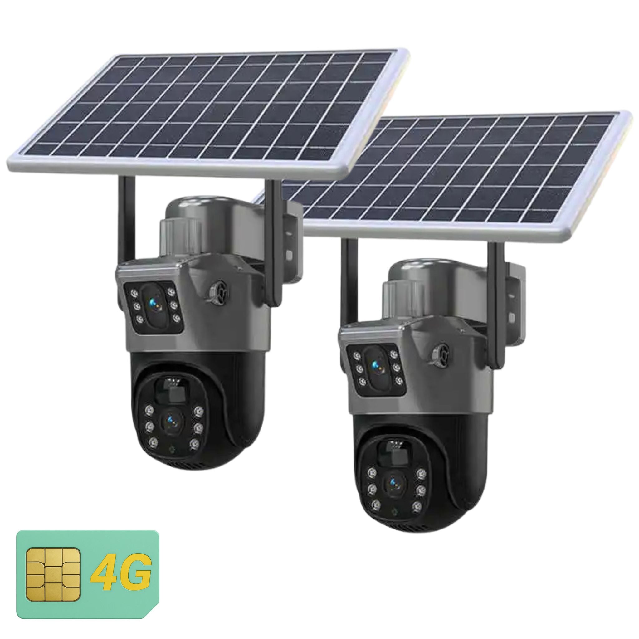 Set 2x Camera de Supraveghere Duala 4G, Rezoluie 6MP, Slot Cartela SIM, Panou Solar 7,5W, Detectie Umana, Viziune Nocturna, Rezistenta IP66, Control Total