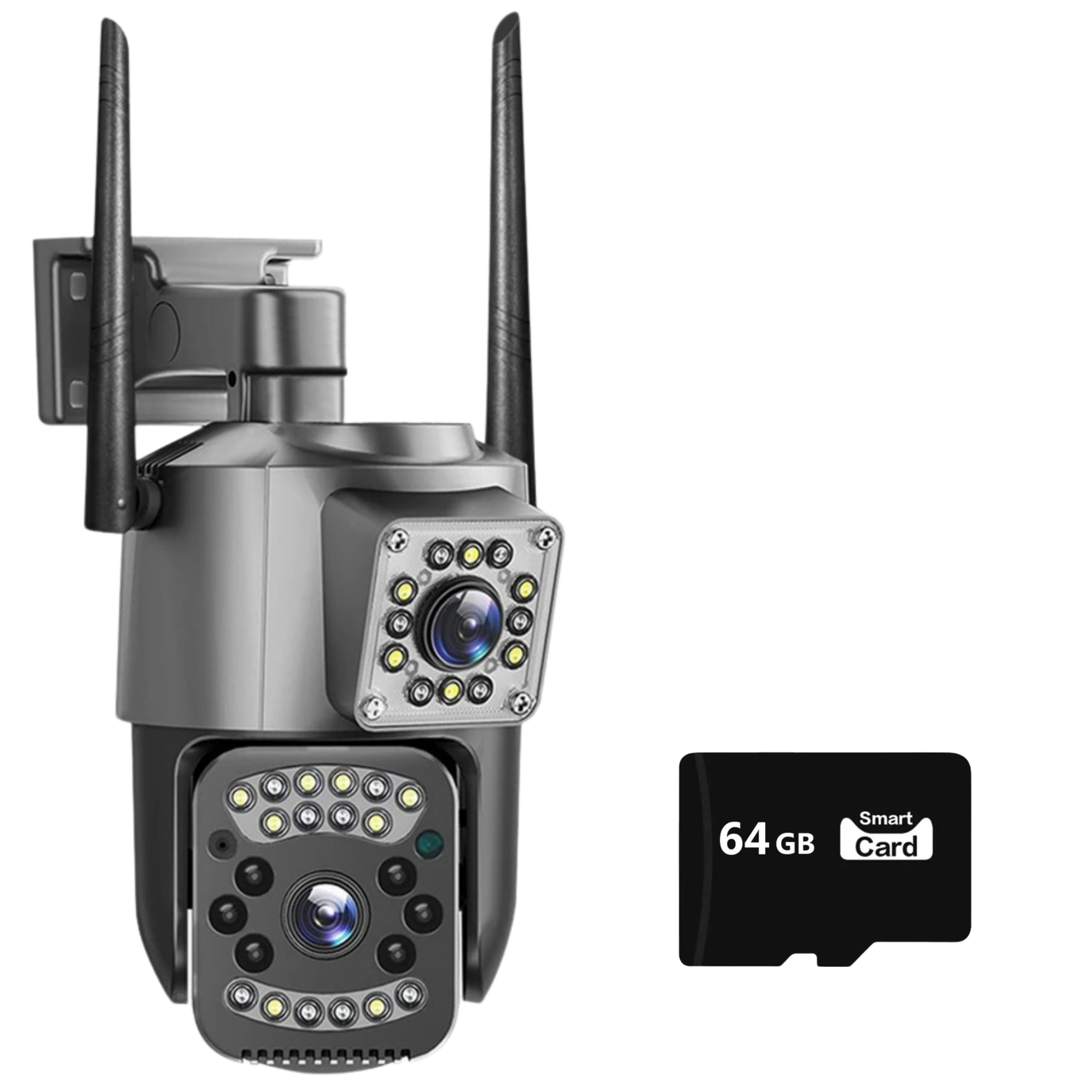 Camera 4G/LAN Dual Lens, Rotire 360°, Rezolutie 8MP 1080P, Zoom 10X, Rezistenta IP66, Detectie Miscare, Viziune Nocturna Plus Card Memorie 64GB