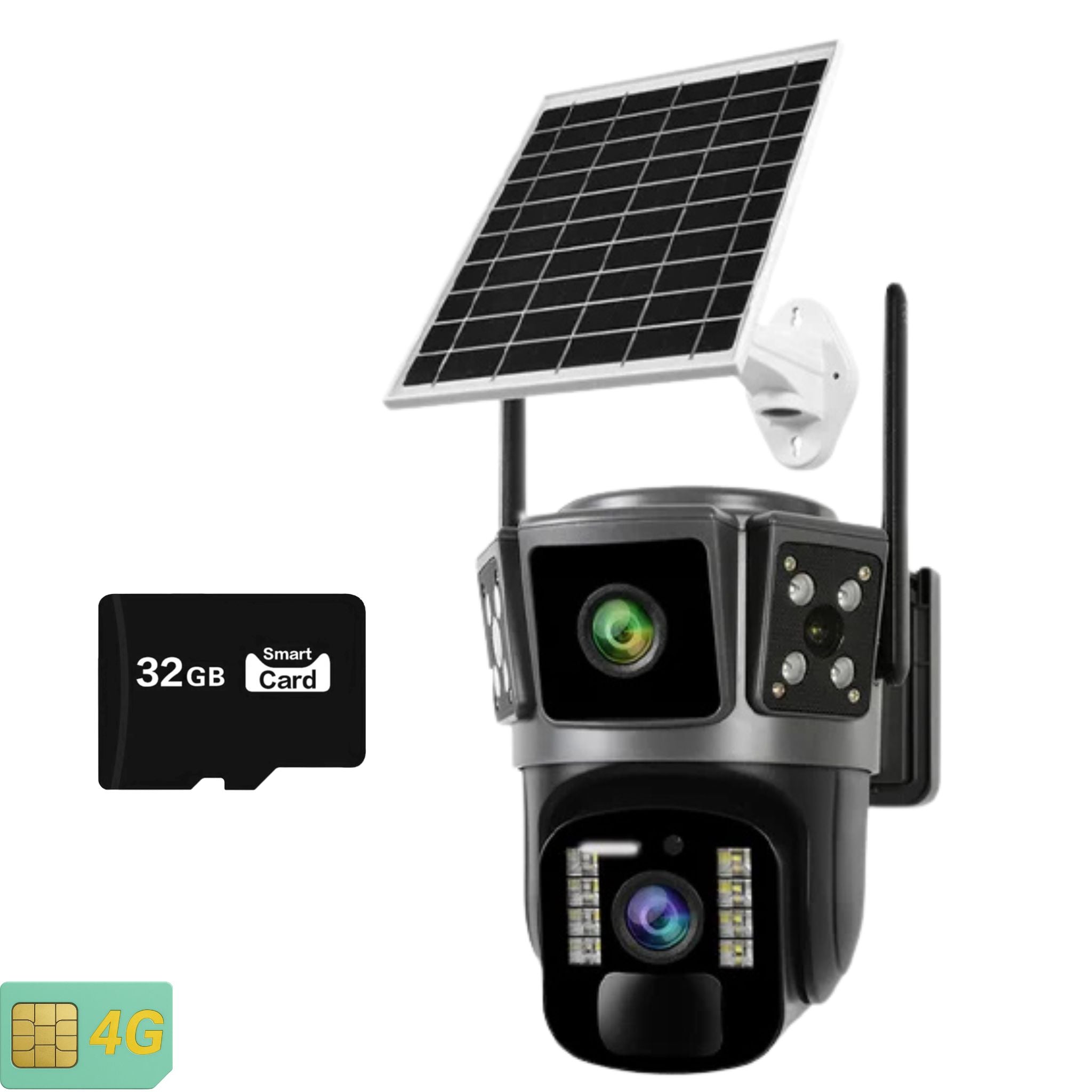 Camera Solara Dubla 4G O-KAM PRO 6MP Ultra HD cu Viziune Nocturna, Detectare Miscare, Inteligent Artificiala Plus Card Memorie 32GB