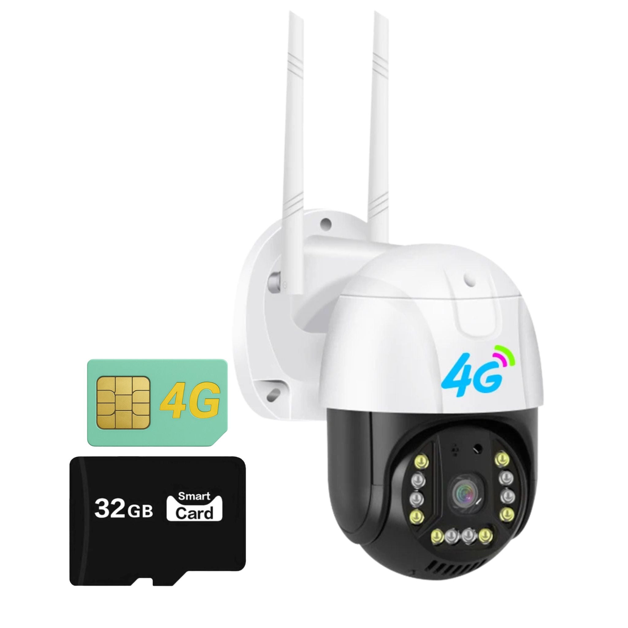 Camera Smart 4G Dasgut V380 Pro, Full HD1080p, Detectie Umana, Rezolutie 3.0MP, LED-uri IR, Viziune Nocturna, Rezistenta IP 66 Plus Card 32GB