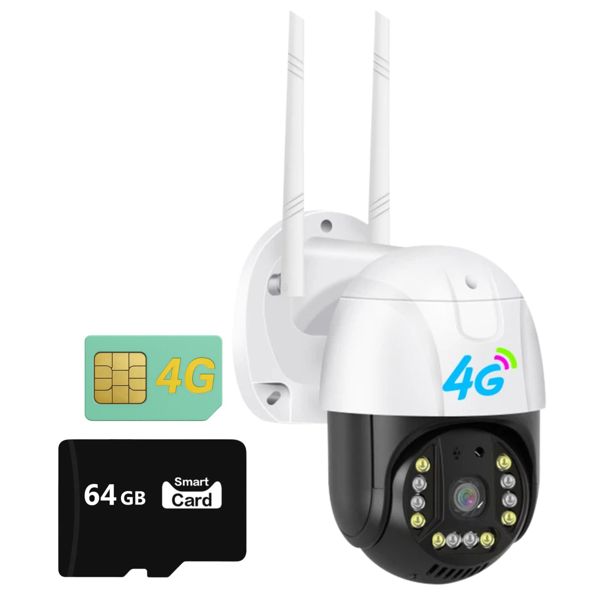 Camera Smart 4G Dasgut V380 Pro, Full HD1080p, Detectie Umana, Rezolutie 3.0MP, LED-uri IR, Viziune Nocturna, Rezistenta IP 66 Plus Card 64GB