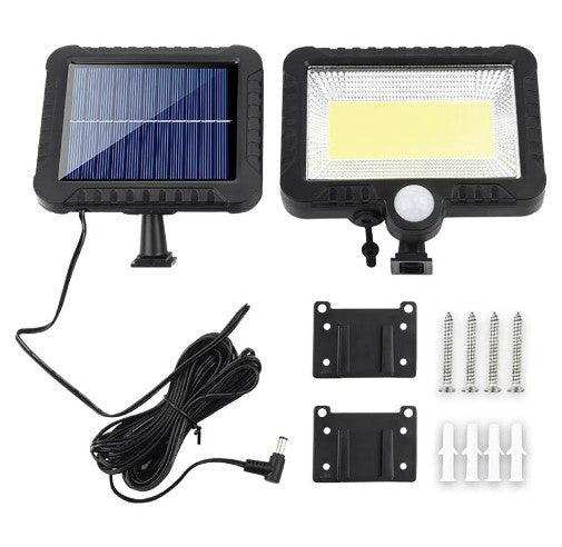 4 Lampi 100 LED COB, 100W, senzor de miscare, rezistent la apa si incarcare solara - FlashMAG