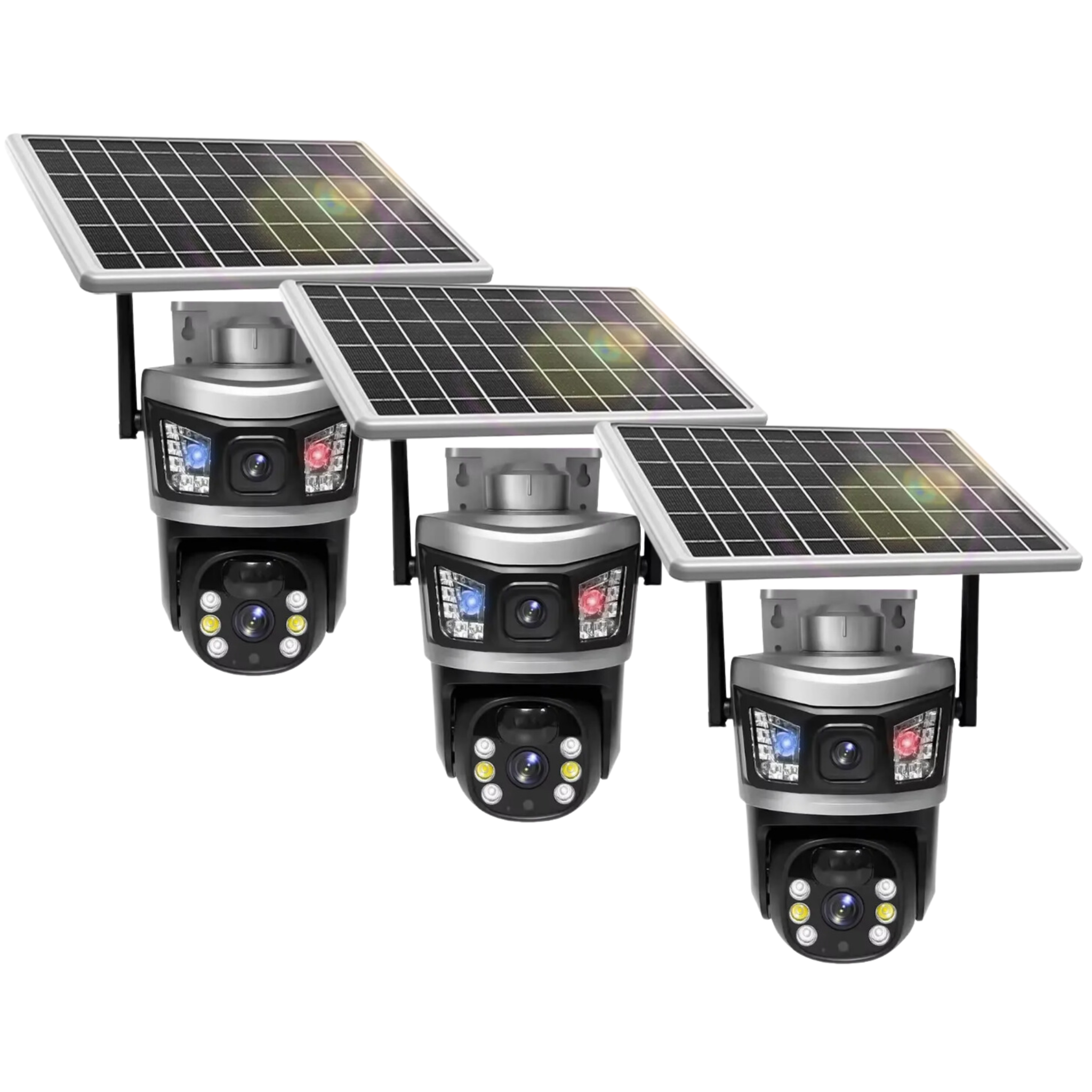 Set 3x Camera de Supraveghere Duala 6MP, cu Conectivitate Cartela SIM 4G, Panou Solar, Functii Avansate de Securitate, Viziune Nocurna