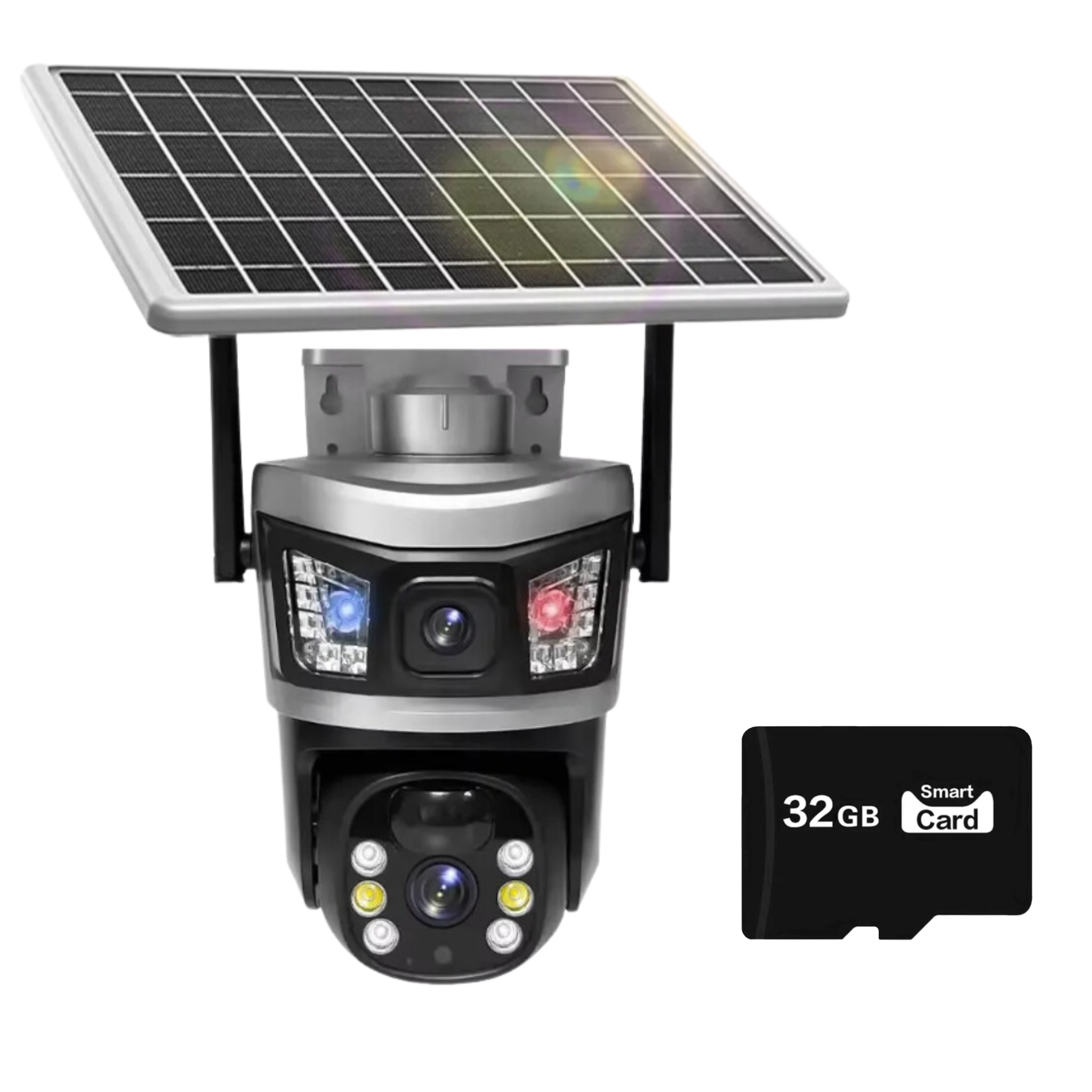 Camera de Supraveghere Duala 6MP, cu Conectivitate Cartela SIM 4G, Panou Solar, Functii Avansate de Securitate, Viziune Nocurna Plus Card 32GB