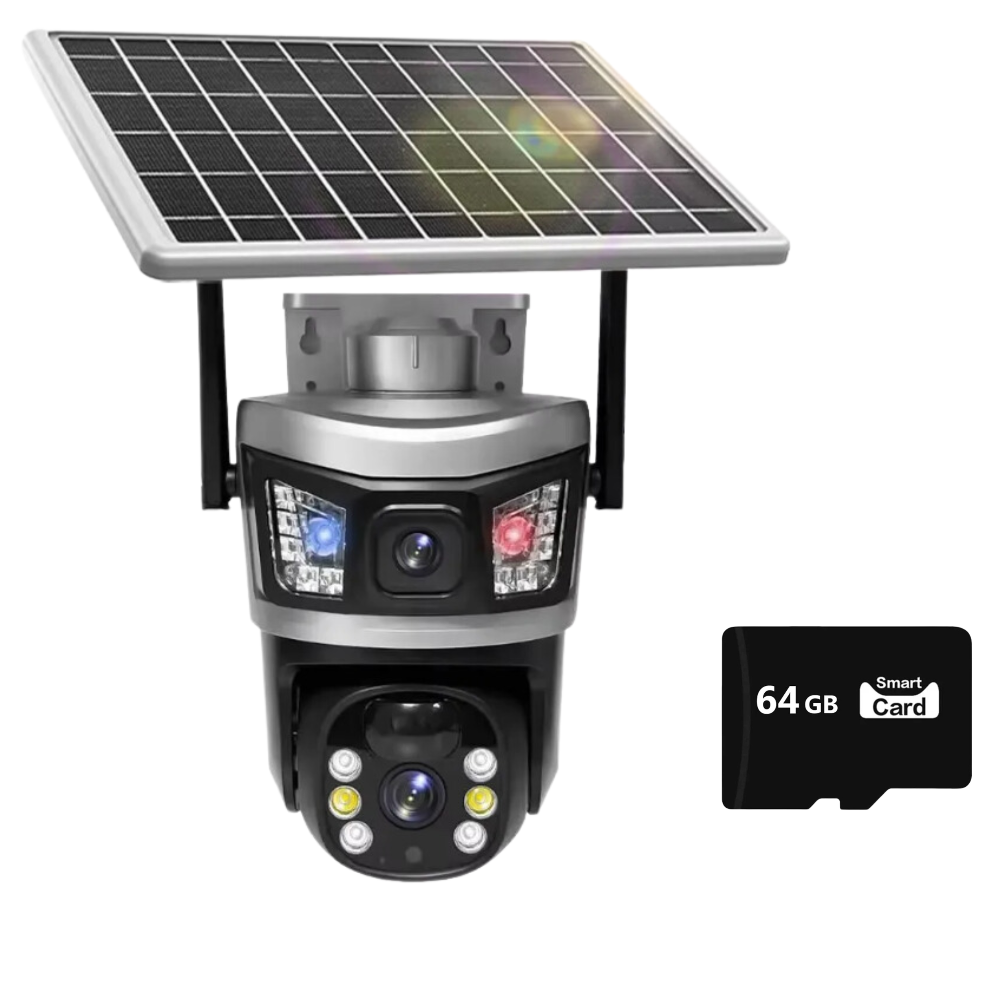 Camera de Supraveghere Duala 6MP, cu Conectivitate Cartela SIM 4G, Panou Solar, Functii Avansate de Securitate, Viziune Nocurna Plus Card 64GB