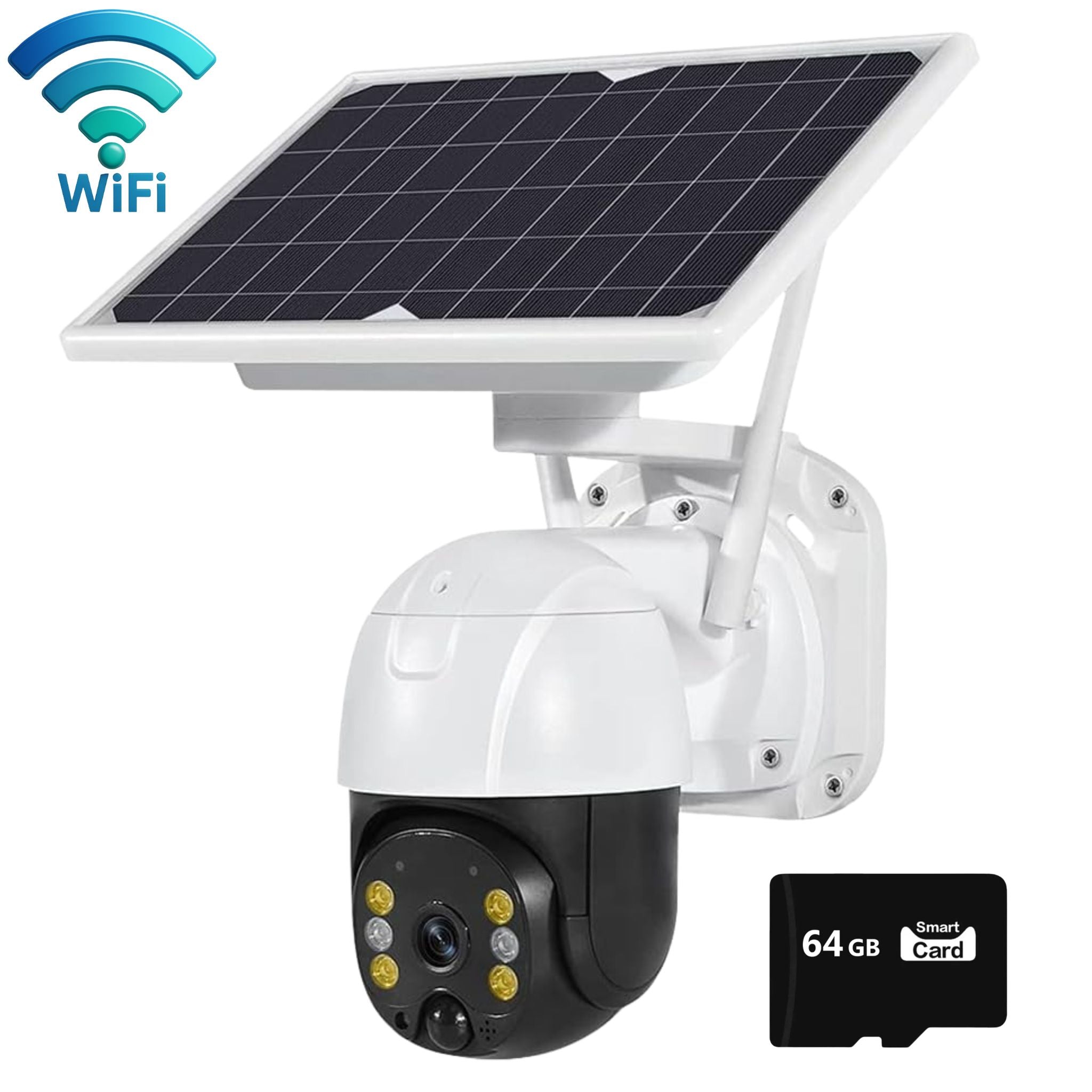 Camera Solara de Supraveghere Inteligenta Wireless, Rezolutie HD 1080P 3MP, WI-FI, Vedere Nocturna, Detectie Miscare, Senzor de Miscare, Panou Solar Inclus Plus Card de Memorie 64GB