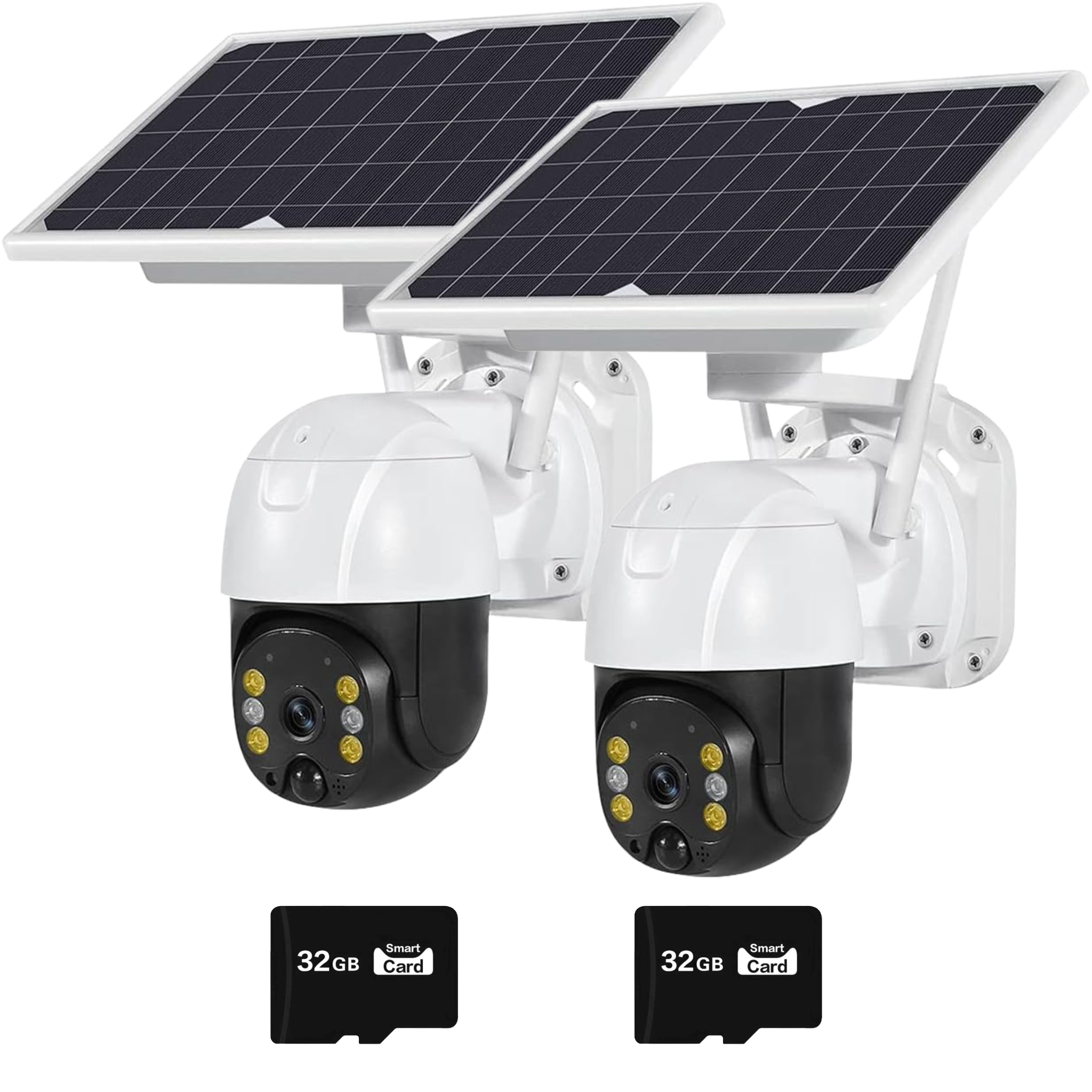 Set 2x Camera Solara 4G  Cartela SIM, Full HD1080p, 3 MP, Zoom 10X, Panou Solar 9W, IP 66, Vizualizare 350° Plus 2x Card Memorie 32GB