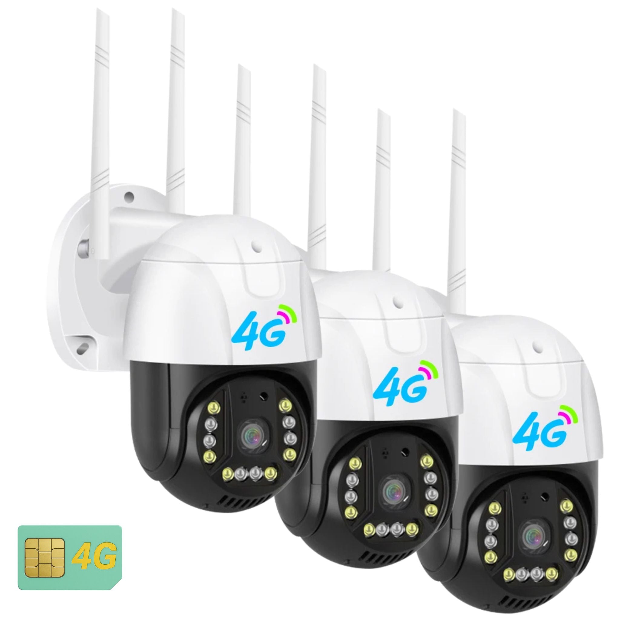 Set 3x Camera Smart 4G Dasgut V380 Pro, Full HD1080p, Detectie Umana, Rezolutie 3.0MP, LED-uri IR, Viziune Nocturna, Rezistenta IP 66