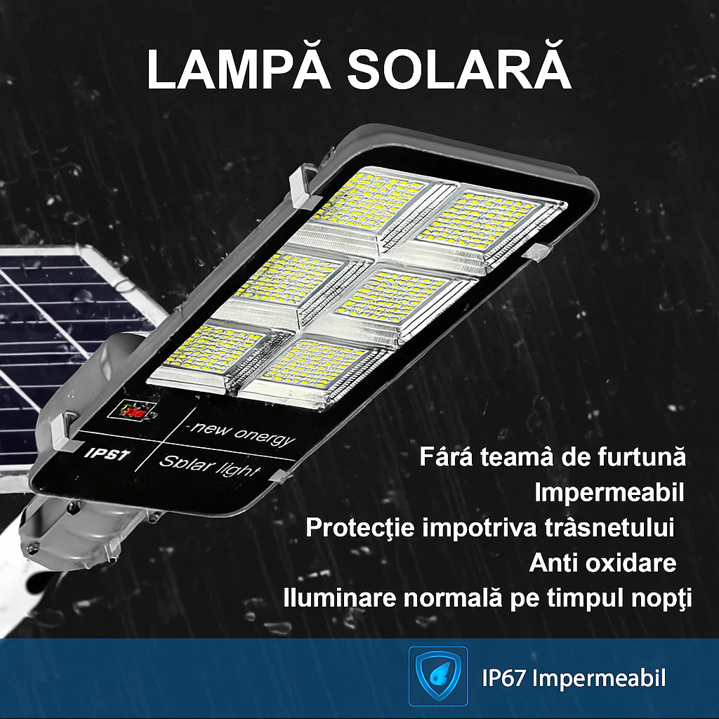 Lampa Solara JORTAN LED 200W 300W 400W cu Panou Solar si Telecomanda