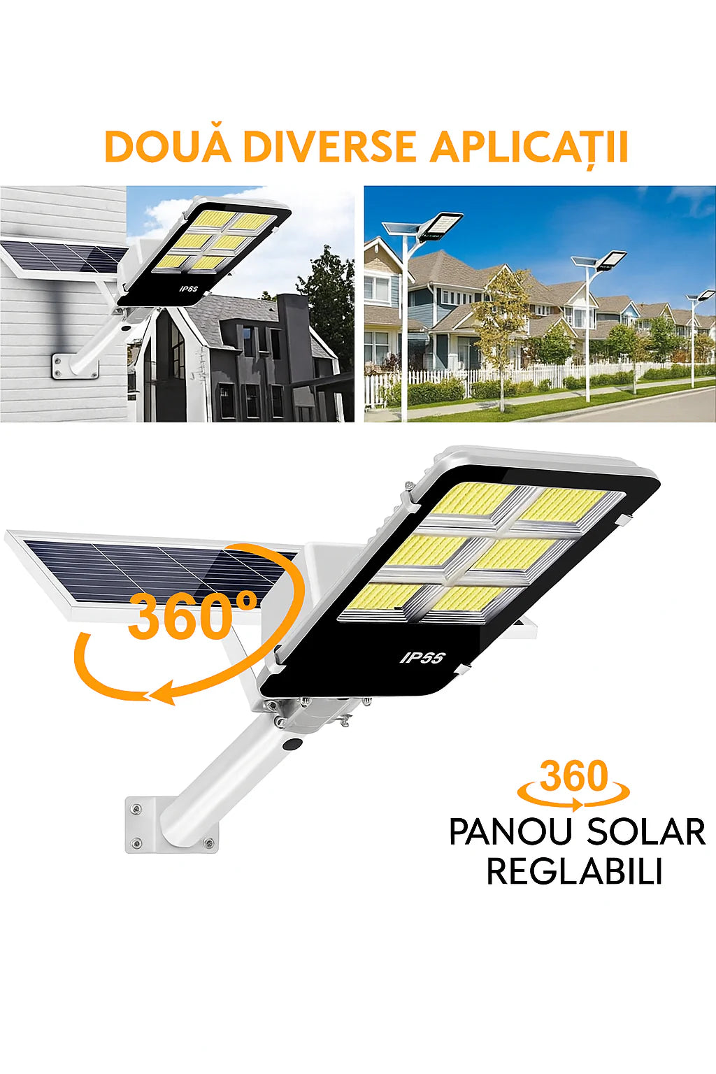 Lampa Solara JORTAN LED 200W 300W 400W cu Panou Solar si Telecomanda