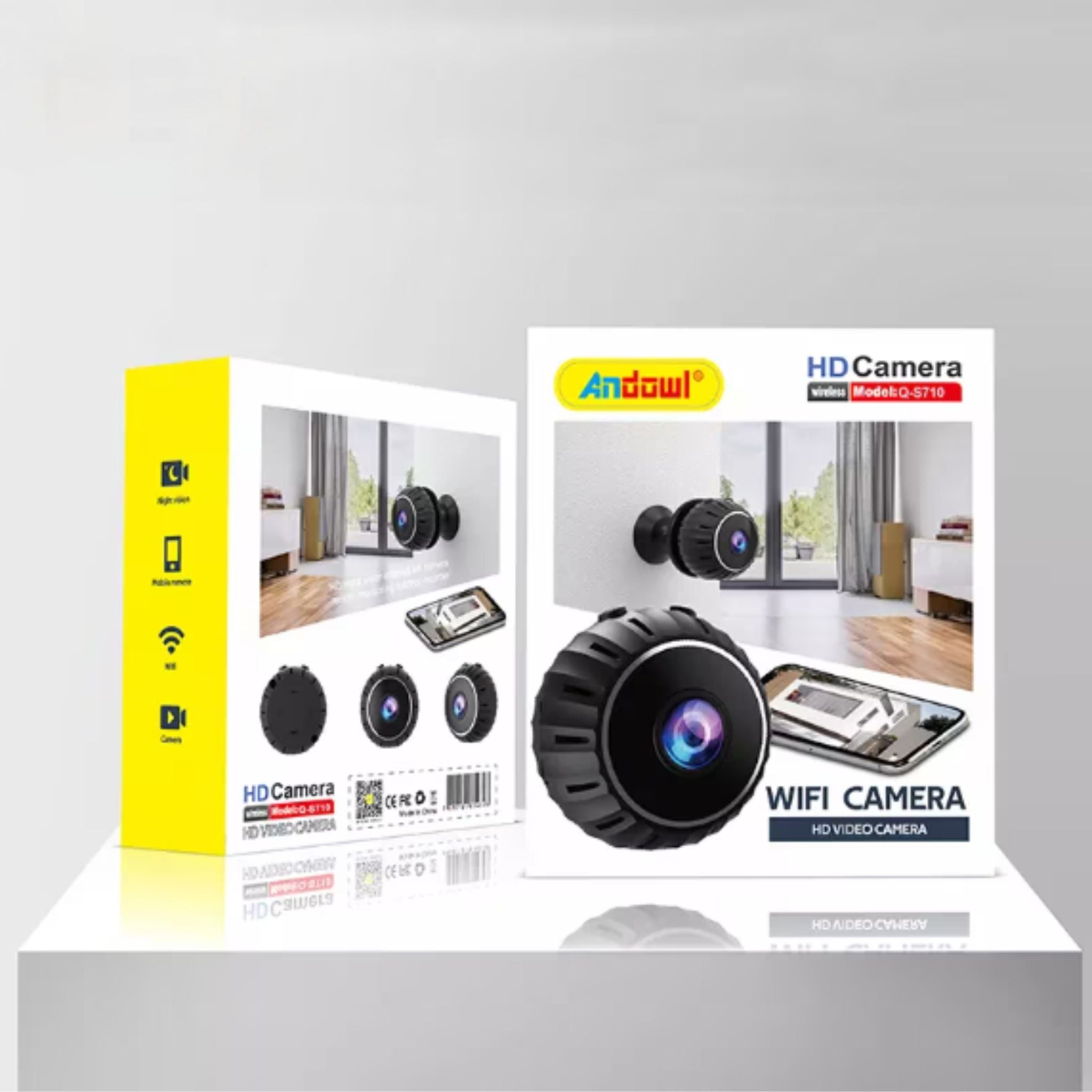 Mini Camera de Supraveghere Andowl,WiFi, 1080p Full HD, Night Vision, Senzor de Miscare, Rotatie 360°, Portabila