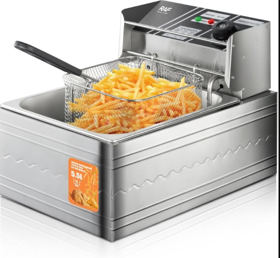 Friteuza Electrica Profesionala RAF R5220 5.5L, Otel Inoxidabil, 2500W, Termostat Reglabil, Cos Detasabil