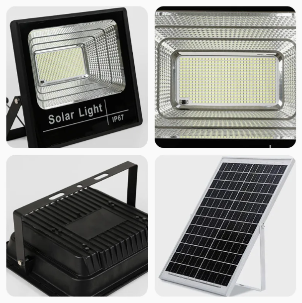 Proiector Solar LED Jortan, Putere 200W, Exterior, Impermeabil IP65, Control la Distanta, Telecomanda si Panou Solar Inclus