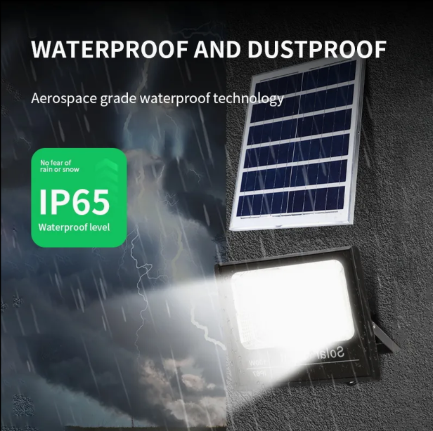 Proiector Solar LED Jortan, Putere 100W,  Exterior, Impermeabil IP65, Control la Distanta,Telecomanda si Panou Solar Inclus