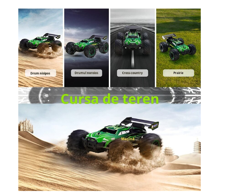 Jucarie Masina RC 1:18 Off-road Anvelope Cauciuc Telecomanda 2.4GHz
