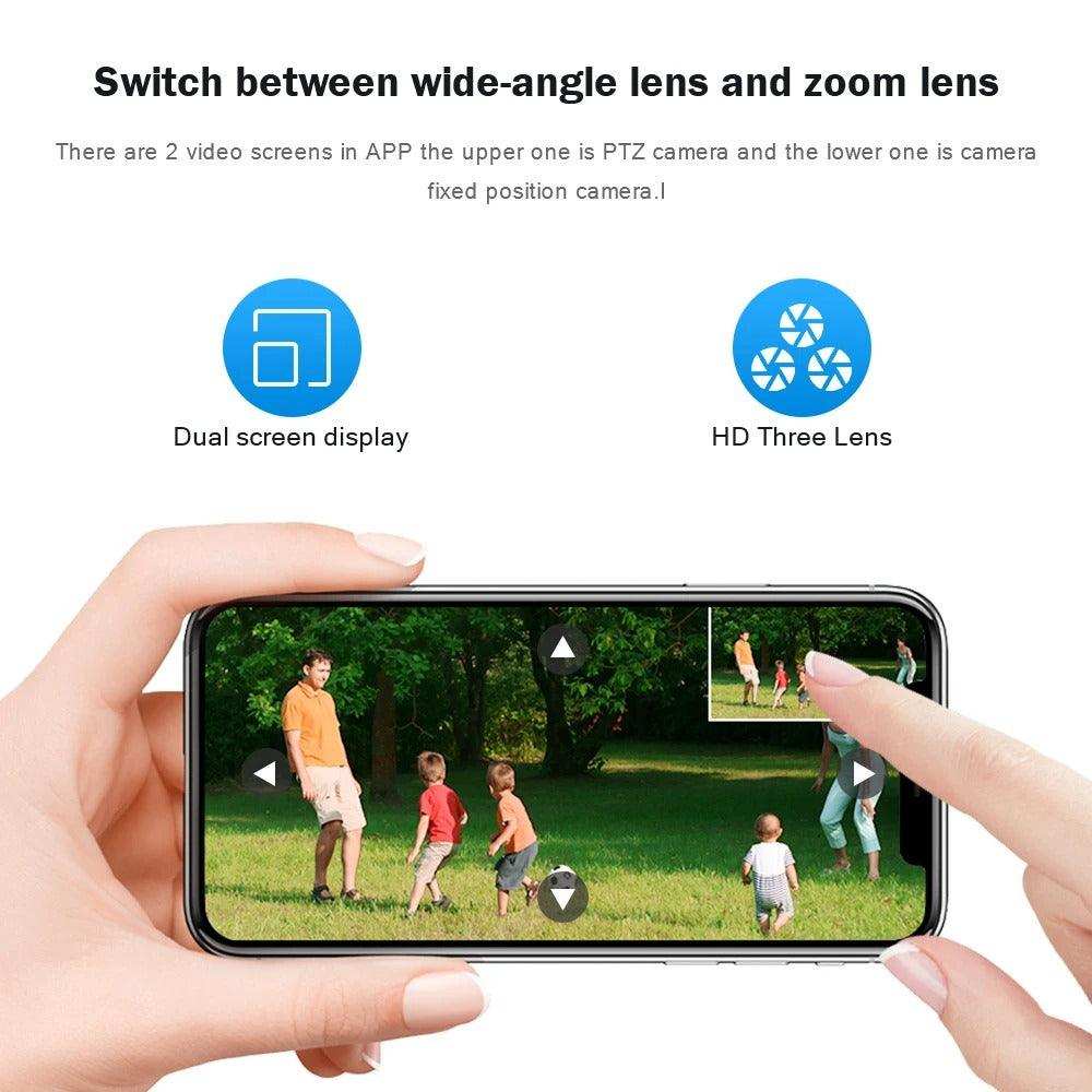 Set 2x Camera Duala WiFi Jortan 8293 - 6MP, Full HD 4K, LAN/WiFi, Viziune Nocturna, Detectare Umana + 2x Card Memorie 32GB