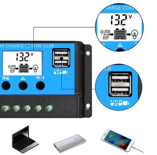 Controler 30A, Regulator Solar PWM pentru panou fotovoltaic ,720W, 24V, 165g, afisaj digital - FlashMAG