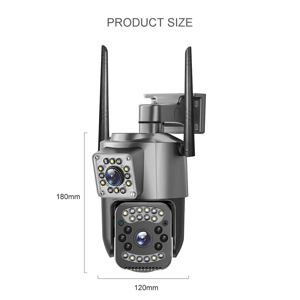 Set 3x Camera 4G/LAN Dual Lens, Rotire 360°, Rezolutie 8MP 1080P, Zoom 10X, Rezistenta IP66, Detectie Miscare, Viziune Nocturna Plus 3x Card Memorie 32GB