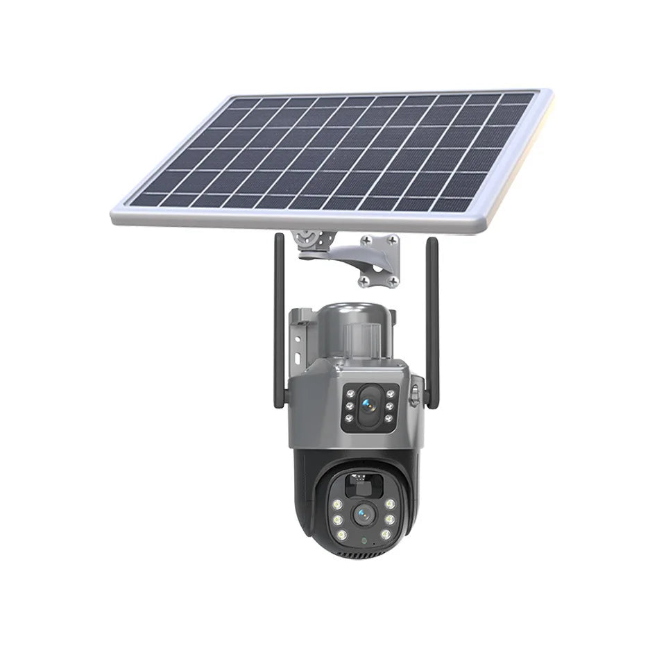 Set 2x Camera de Supraveghere Duala 4G, Rezoluie 8MP, Slot Cartela SIM, Panou Solar 7,5W, Detectie Umana, Viziune Nocturna, Rezistenta IP66, Control Total Plus 2x Card Memorie 32GB