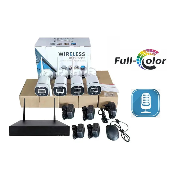 Sistem de Securitate Wireless CCTV - 4 Camere HD 720P, Inregistrare, Interior/Exterior