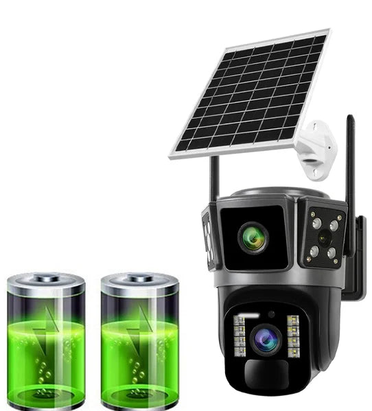 Set 2x Camera Solara Dubla 4G O-KAM PRO 6MP Ultra HD cu Viziune Nocturna, Detectare Miscare, Inteligent Artificiala Plus 2x Card Memorie 64GB