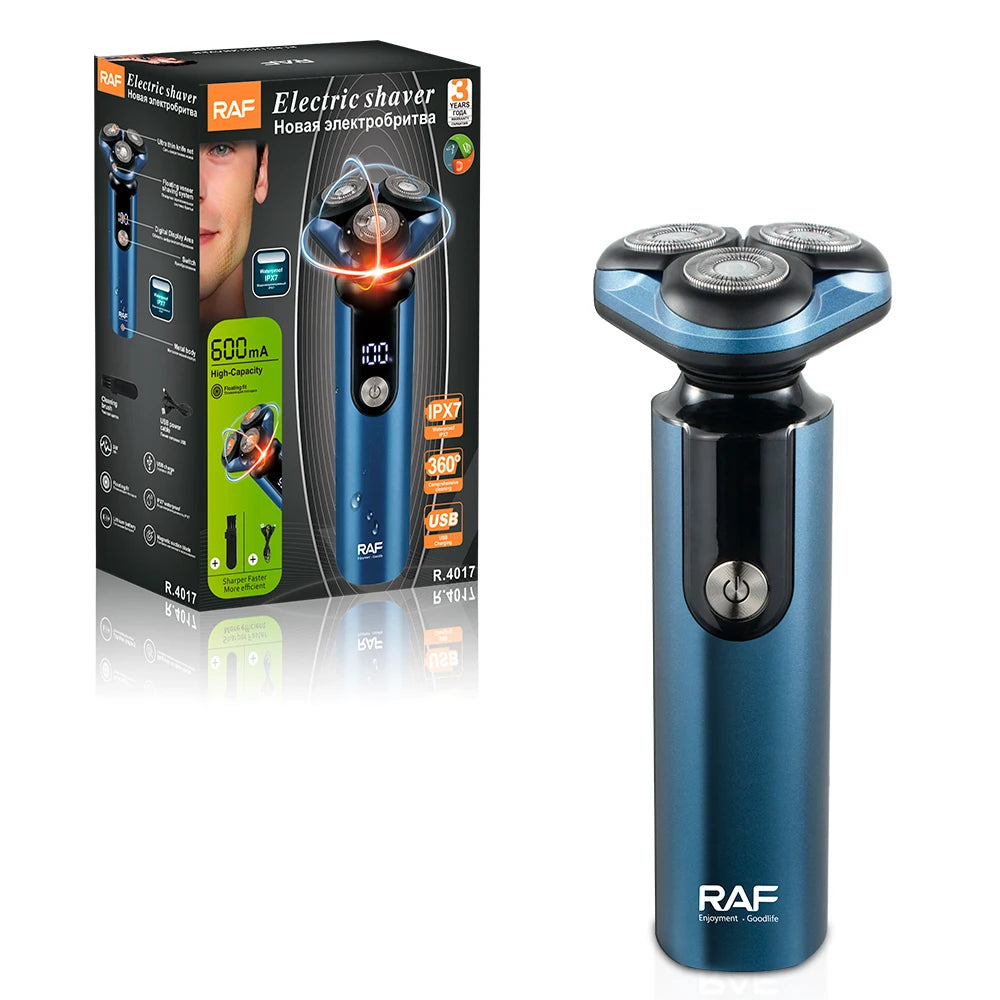 Aparat De Ras Electric RAF R4017, Tehnologie 3 Lame, Motor 6300 RPM, Baterie, Rezistent Apa