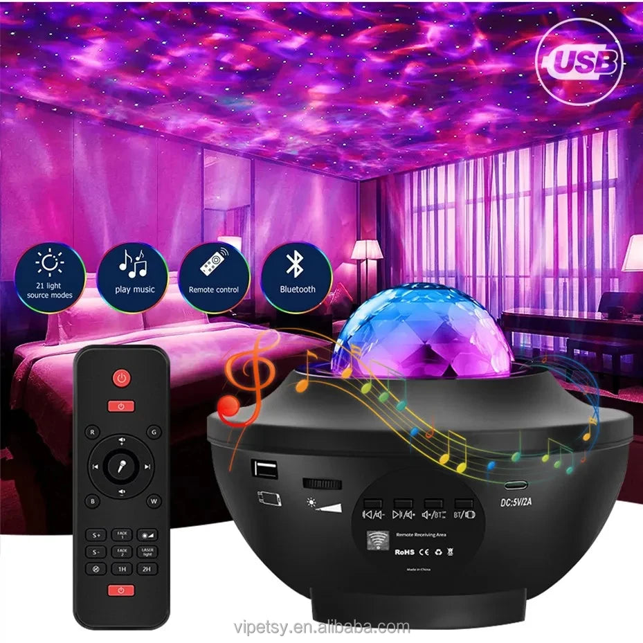 Proiector Stele Amouhom LED cu Rotatie 360 si Telecomanda