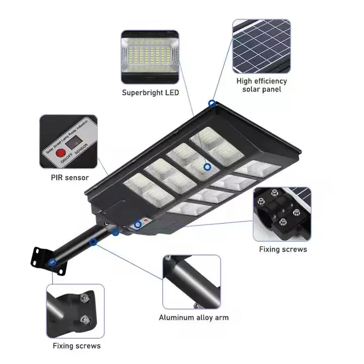 Lampa Solara Dubla LED cu Telecomanda si Picior Metalic – Putere 600W / 1000W / 1600W / 2000W / 2400W