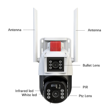 Camera de Supraveghere Dasgut Duala 6MP, cu Conectivitate Cartela SIM 4G, Panou Solar, Functii Avansate de Securitate + Card 64GB