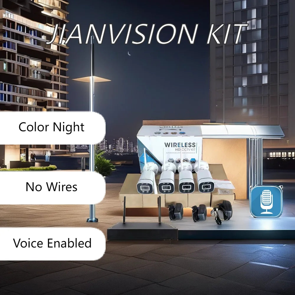Sistem de Securitate Wireless CCTV - 4 Camere HD 720P, Inregistrare, Interior/Exterior