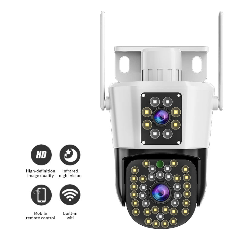 Set 3x Camera Duala WiFi Jortan 8293 - 6MP, Full HD 4K, LAN/WiFi, Viziune Nocturna, Detectare Umana + 3x Card Memorie 64GB