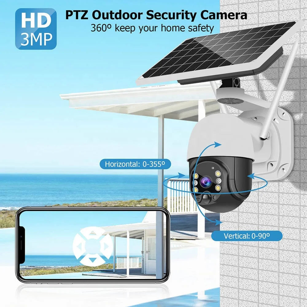 Camera Solara 4G Cartela SIM, Full HD1080p, 3 MP, Zoom 10X, Panou Solar 9W, IP 66, Vizualizare 350°