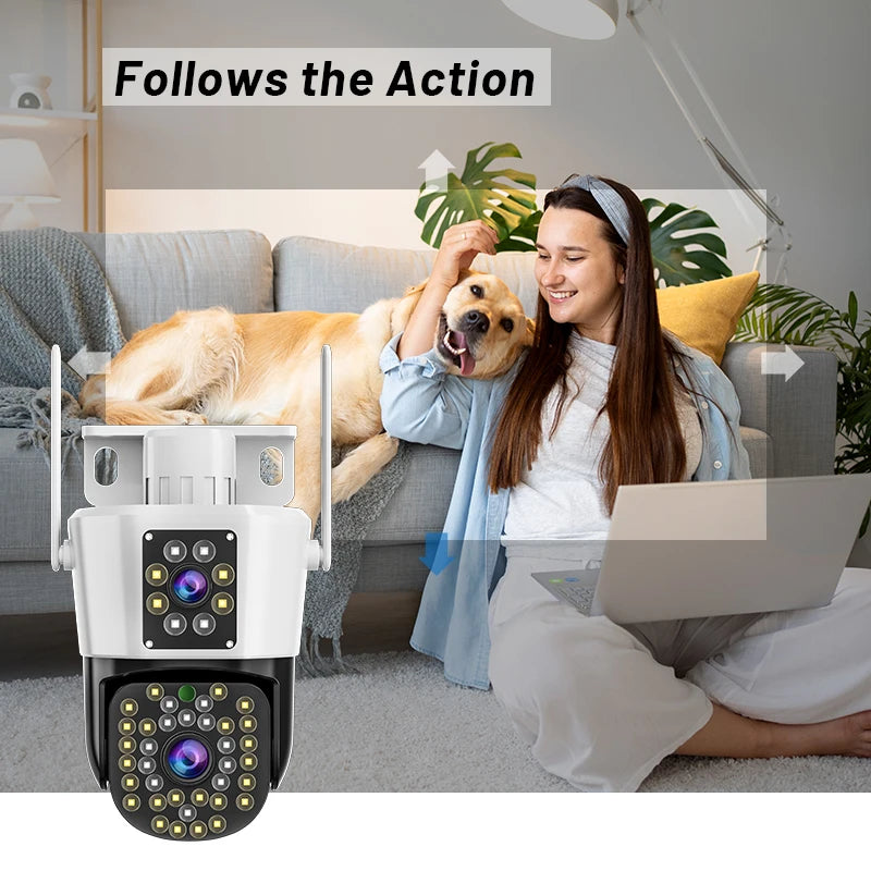 Set 2x Camera Duala WiFi Jortan 8293 - 6MP, Full HD 4K, LAN/WiFi, Viziune Nocturna, Detectare Umana + 2x Card Memorie 64GB