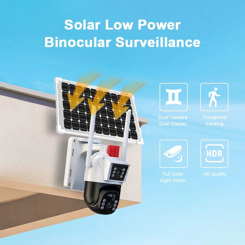 Set 2x Camera de Supraveghere Dasgut Duala 6MP, cu Conectivitate Cartela SIM 4G, Panou Solar, Functii Avansate de Securitate