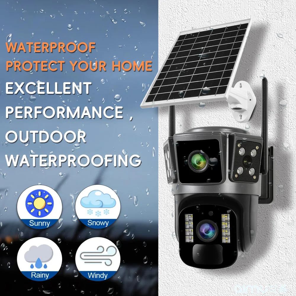 Set 3x Camera Solara Dubla 4G O-KAM PRO 6MP Ultra HD cu Viziune Nocturna, Detectare Miscare, Inteligent Artificiala