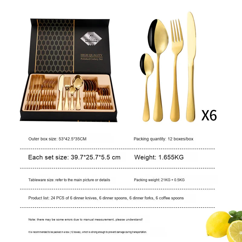 Set Tacamuri Otel Inoxidabil Gold 24 Piese Design Modern Premium