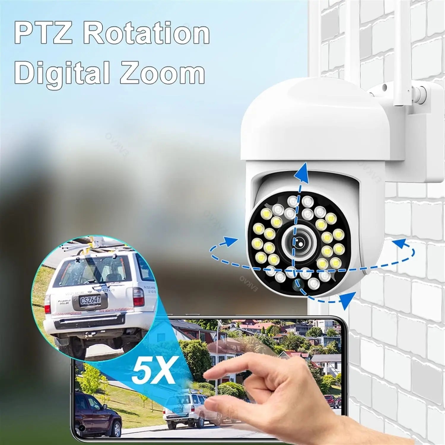 Set 5x Camera de Supraveghere WiFi Rotativa Jortan JT-8161QJ, 1080P, Performanta Avansata, Viziune Nocturna 30M, Control Complet Plus 5x Card 64GB