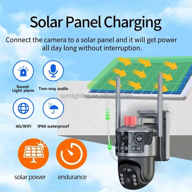 Camera Supraveghere 4G Slot SIM, 8MP Ultra HD - Panou Solar Viziune Nocturna IR, Detectie Miscare, Audio Bidirectional, Unghi de Vedere 120°