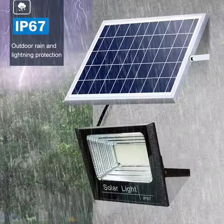 Set 2x Proiector Solar LED 300W, Rezistenta IP65, Telecomanda, Autonomie 12h, Functionare Autonoma