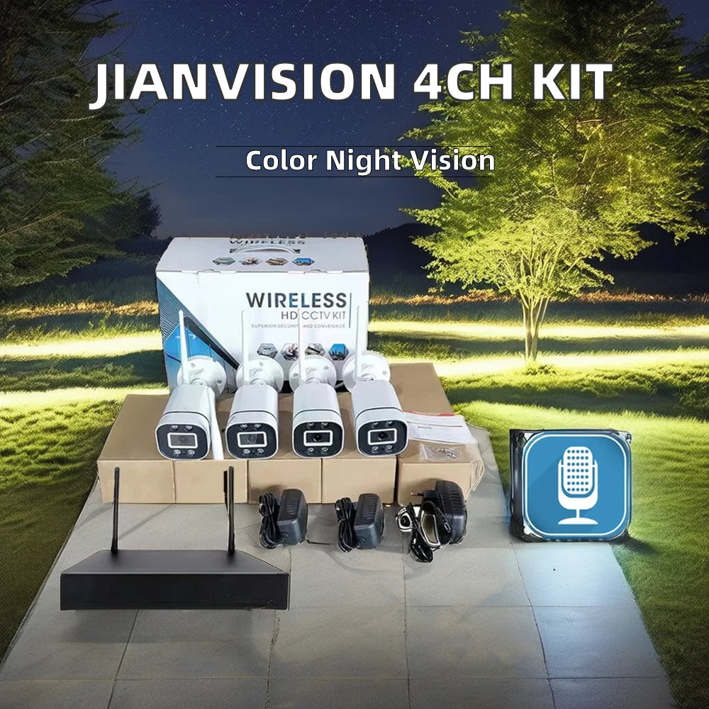 Sistem de Securitate Wireless CCTV - 4 Camere HD 720P, Inregistrare, Interior/Exterior