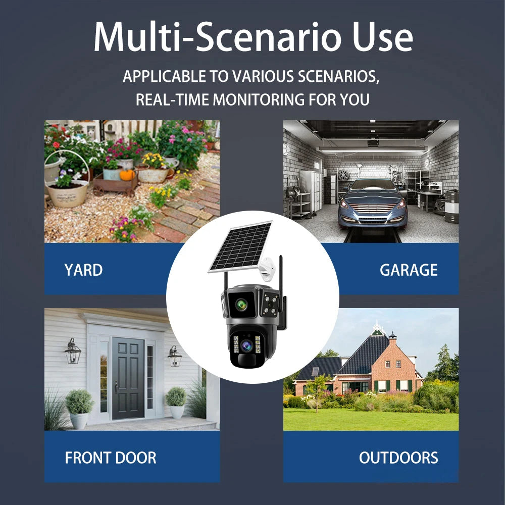Camera Solara Dubla 4G O-KAM PRO 6MP Ultra HD cu Viziune Nocturna, Detectare Miscare, Inteligent Artificiala Plus Card Memorie 32GB