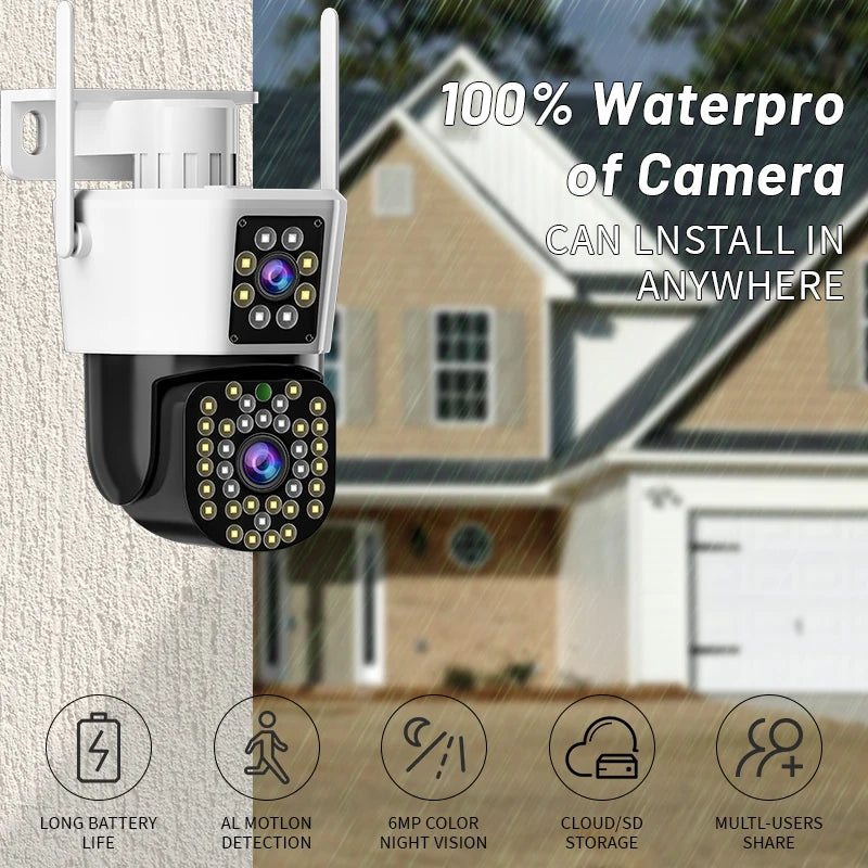 Set 2x Camera Duala WiFi Jortan 8293 - 6MP, Full HD 4K, LAN/WiFi, Viziune Nocturna, Detectare Umana + 2x Card Memorie 64GB