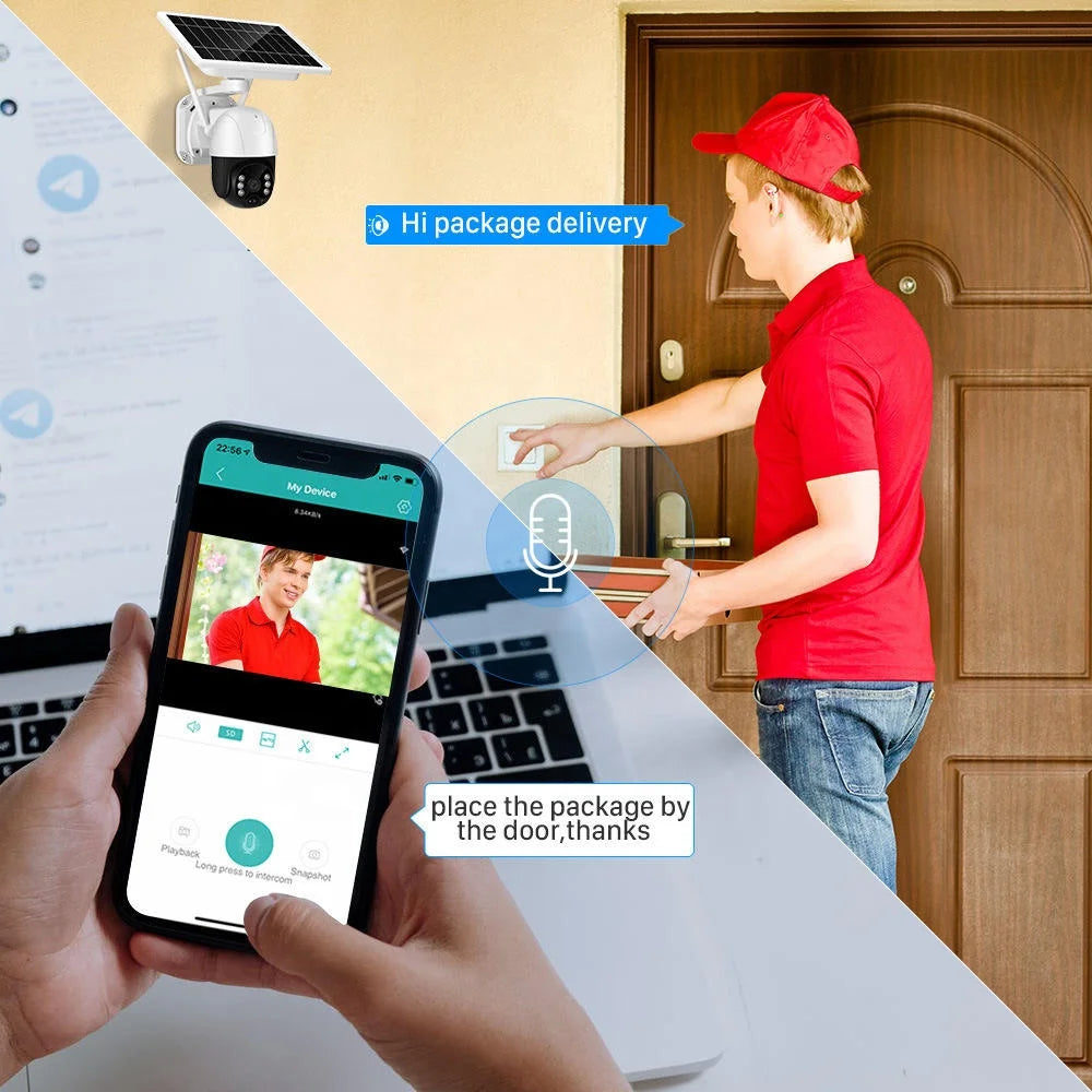 Camera Solara 4G Cartela SIM, Full HD1080p, 3 MP, Zoom 10X, Panou Solar 9W, IP 66, Vizualizare 350° Plus Card 64GB