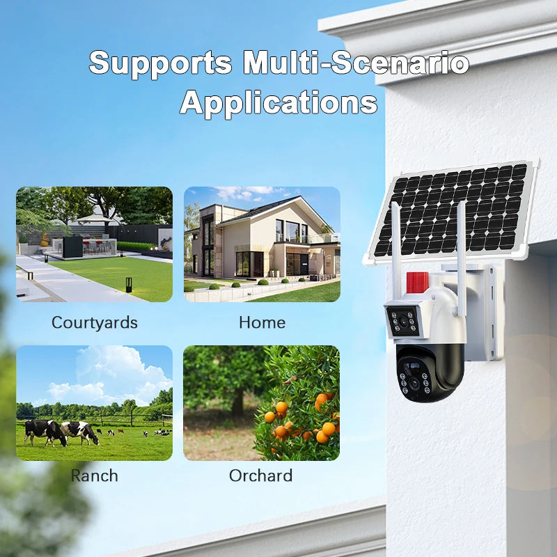 Set 2x Camera de Supraveghere Dasgut Duala 6MP, cu Conectivitate Cartela SIM 4G, Panou Solar, Functii Avansate de Securitate