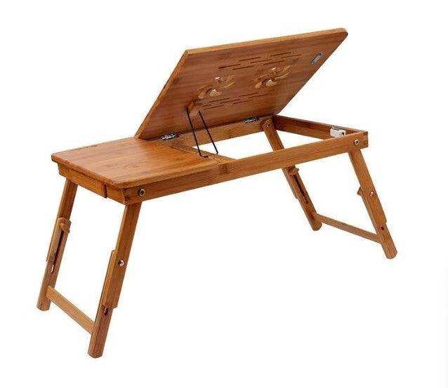 Masa pliabila din bambus ajustabila si multifunctionala, 50 x 30 x 4.5 cm, design ergonomic - FlashMAG