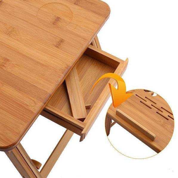 Masa pliabila din bambus ajustabila si multifunctionala, 50 x 30 x 4.5 cm, design ergonomic - FlashMAG